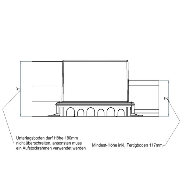 Produktbild UBD 210 250  -  Kunststoff-Einbaubox, schwarz, inkl. Styroporklotz im Inneren, oben: 220x220mm, unten: 260x310mm, H: 185mm